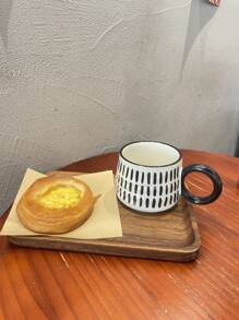 1pc, 380ml Ceramic Marble Cup, Black & White Chess Grid Design, Coffee Mug, Suitable For Kids Back To School Gift, Home Decor, Breakfast Cup, Great For Gifting Back To School