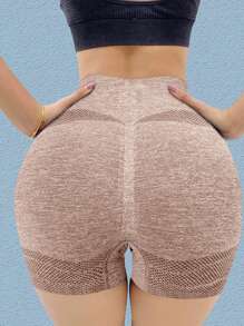 Sports Outdoor Ladies' High Elasticity Seamless Fitness Yoga High-Waisted Butt-Lifting Tummy-Control Compression Leggings, Peach Hip High Waist Quick-Drying Boxer Shorts Gym Accessories - Khaki - View 2