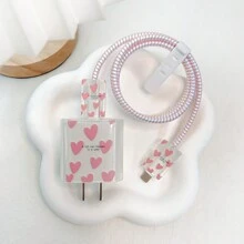 5 Peças Capa Protetora De Carregador 20w Com Design De Coração E Letra Pintados Coloridos - Multicolorido - Visão 5