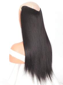 20/24/28 Inch Clip In Straight Hair Extensions 4 Clips V-Shap Synthetic Hairpiece For Women Heat Resistant Hair Extension Daily Use(Black-Brown) - Black Brown - View 3