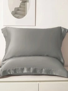 1pc Satin Solid Color Pillowcase, Envelope Closure Soft Pillow Cover For Bedroom, Bedding