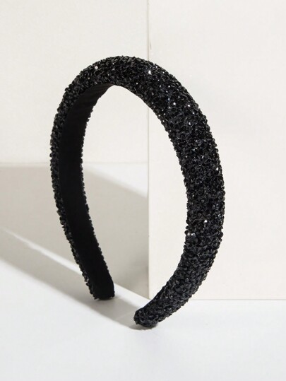 1 pezzo Cerchietto per capelli da ragazza per feste, decorato con gemme stellate e perle finte, per ballo, colore nero