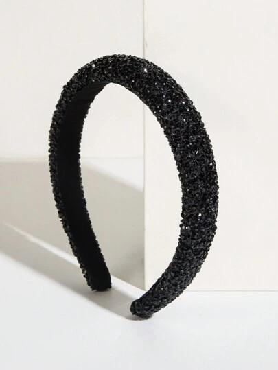 Fest 1st Tonårsflickors Stjärnklara Ädelstenar & Konstpärlor Dekorerade Balhårband, Hårband, Hårring, Hårband, Hårringhårband, Svarta Håraccessoarer Huvudaccessoarer