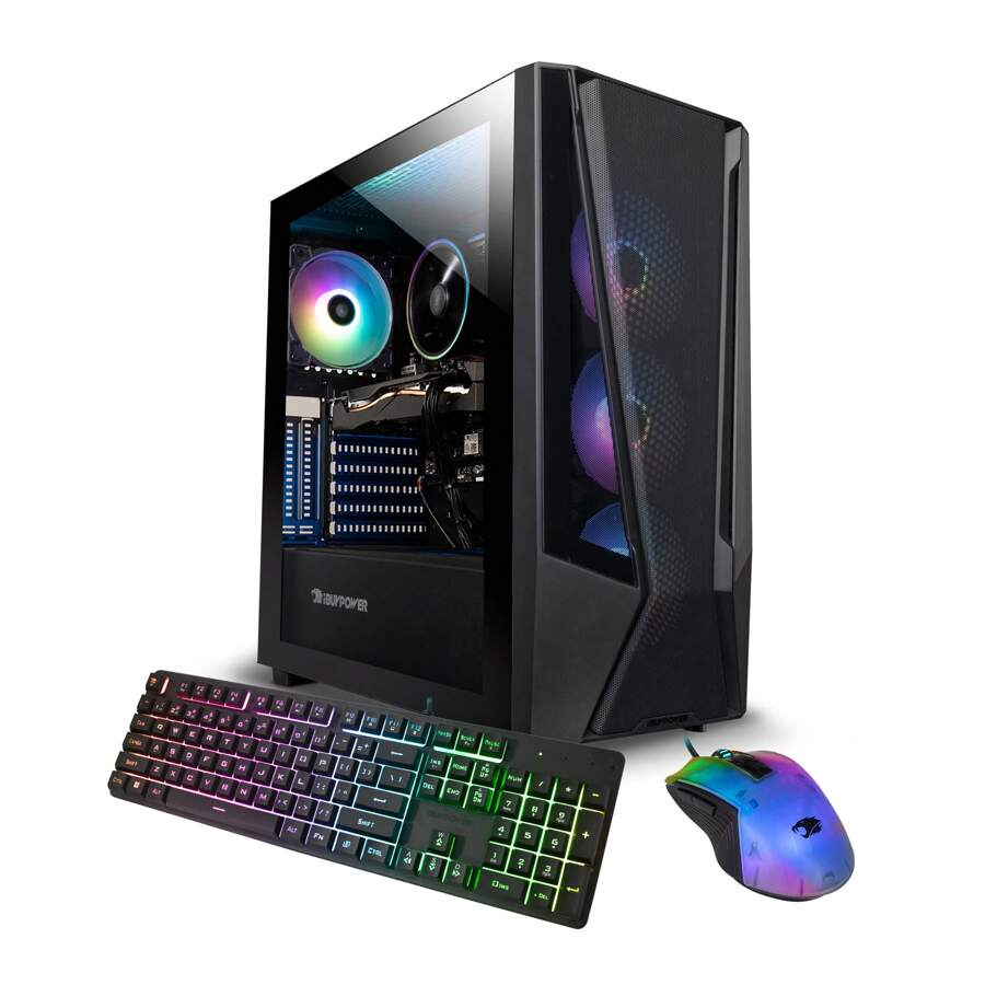 IBUYPOWER Gaming PC Desktop - AMD Ryzen 7 5700 CPU Processor - 16GB RAM Memory - NVIDIA GeForce RTX 4060 8GB GPU Graphics Card - 1TB NVMe SSD - Black - TMA7N4601 - 美規B型插(110-127V) - 查看 1