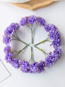 1件（6朵花头）人造迷你康乃馨字母花束，DIY花束，花环材料，糖果盒装饰，家居婚礼装饰，新娘腕花，胸花，头饰材料，新年装饰，生日派对蛋糕装饰，情人节，毕业礼物 - 淡紫色 - 查看 2