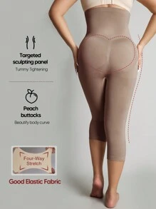 1件装高腰舒适提拉塑形紧身七分裤，女款