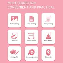 Mini Portable Printer With 1 Roll Of Printing Paper, Inkless Sticker Printer,Mini Thermal Printer For Notes/Photos/Stickers/Labels/Receipts, Pocket Printer Compatible With IPhone, Android