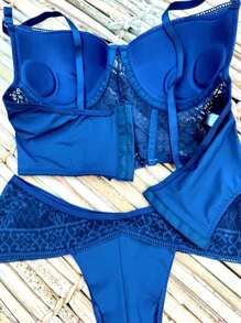 Women Sexy Lingerie Sets - 藏蓝色 - 查看 2