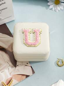 1個簡約風格信封圖案戒指、項鍊、耳環等珠寶收納盒 - 白色粉字母 - 查看 16
