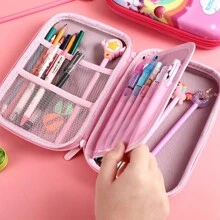 Cute Cartoon Big Capacity Pencil Case - Blue - View 3