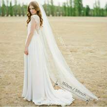 2 M weißer Elfenbein 1-lagiger bodenlanger Brautschleier, Hochzeitsbrautschleier aus Tüll mit Kamm, weicher Hochzeitsbrautschleier