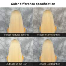 #613 Vàng Tóc giả phía trước Lace Sợi tổng hợp Tóc Nhổ trước Dài Thẳng Vàng Ren Tóc giả Chống nóng Chất xơ Tóc Sợi tổng hợp Ren Mặt trước Tóc giả Ở giữa Phần Glueless Tóc giả Đối với phụ nữ - Vàng - Xem 10