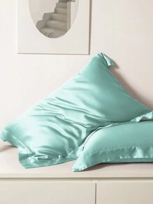 1pc Satin Envelope Closure Pillowcase In Solid Color, Bedding Accessory For Bedroom