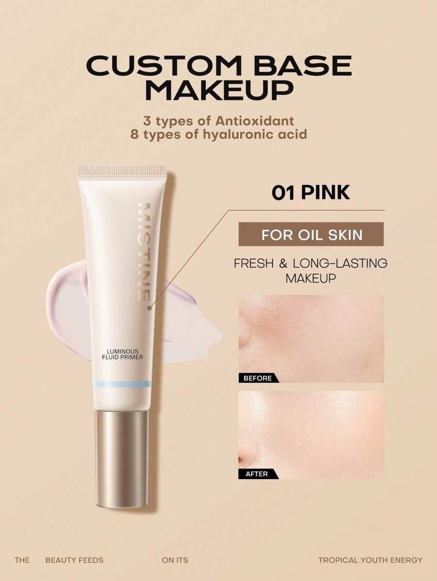 MISTINE 30克控油妆前乳，专为油性肌肤设计，蕴含8种玻尿酸和维生素B5，完美修饰肌肤，打造柔滑妆感，提亮肤色，1盒装 - 01 - 查看 1