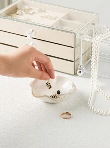 1 包 4.3 英寸白色陶瓷首饰托盘项链戒指手链收纳盘首饰托盘返校 - 白色 - 查看 3