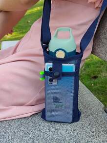 1PC Mesh Water Bottle Holder Portable Hiking Water Cup Storage Bag Water Bottle Holder With Adjustable Shoulder Strap, Suitable For Outdoor Sports Gym Camping Travel Gym Bag Sport Bag Sports Bag For Train Fitness Training Bag Fitnes Bag For Men Women Girl Boy Gym Accessories