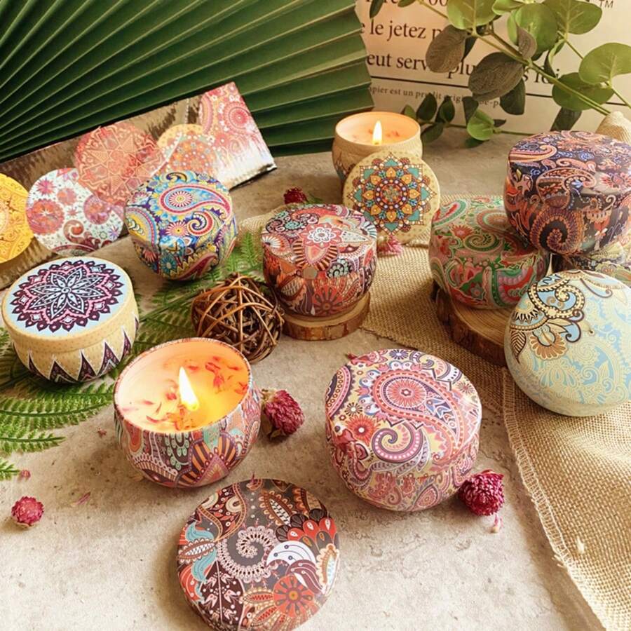 Set de regalo de velas de aromaterapia para mujeres: Set de velas aromáticas para el hogar, 4 paquetes de velas perfumadas de cera de soja, vela relajante para bañera, vela perfumada para yoga, vela perfumada para dormir, regalo de cumpleaños, regalo de aniversario, decoración de habitación, regalos