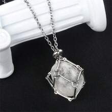 Dây chuyền đá cán bất đối xứng bằng thép không gỉ, mặt dây chuyền lưới tre kim loại pha lê tím thủ công, món quà tuyệt vời nhất cho các cặp đôi, bà mẹ, bạn bè - Vòng cổ đá lộn xộn bất thường - Xem 14