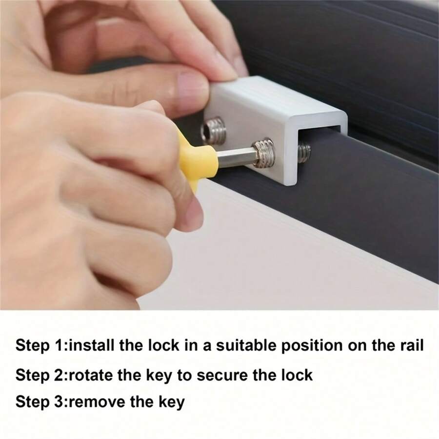 1入組窗戶限制裝置窗鎖扣塑鋼門紗窗鎖扣 - 銀色 - 查看 1