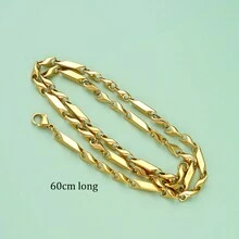 1 Pieza De Cadena De Cuello De Acero Inoxidable Chapada En Oro Para Hombres, Accesorio Para Hombres - Multicolor - Ver 6