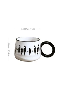 1pc, 380ml Ceramic Marble Cup, Black & White Chess Grid Design, Coffee Mug, Suitable For Kids Back To School Gift, Home Decor, Breakfast Cup, Great For Gifting Back To School