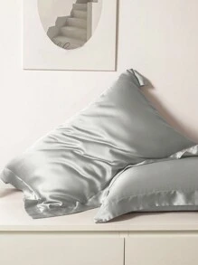 1 Pieza Funda De Almohada Satinada De Color Sólido, Cierre De Sobre, Cubierta De Almohada Suave Para Dormitorio, Ropa De Cama - Multicolor - Ver 5