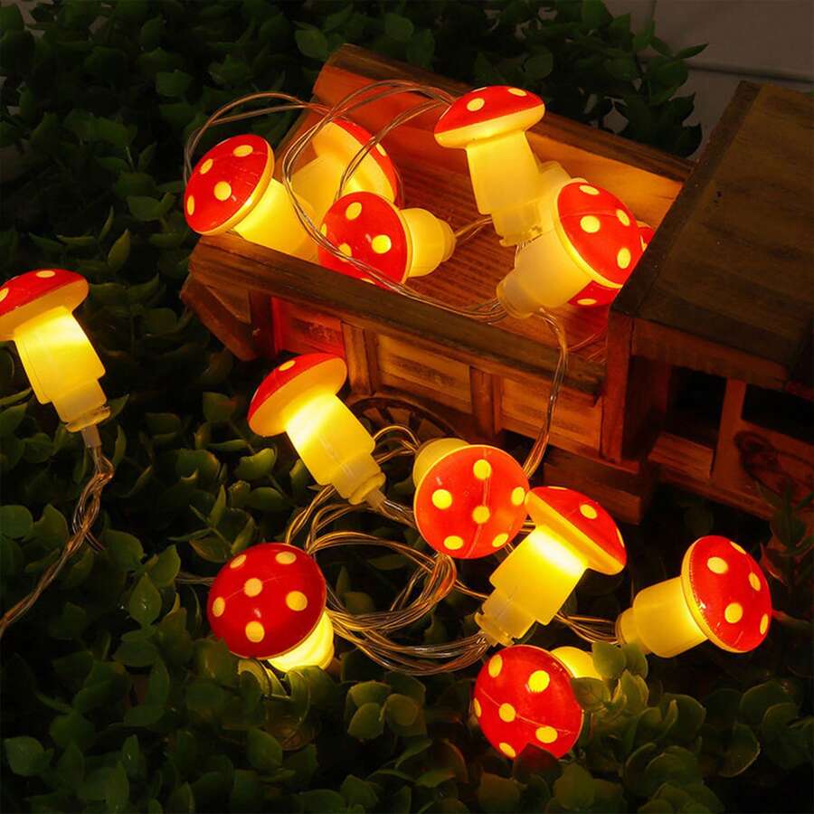 1 Miếng Led Nấm Đèn Chuỗi  Với Nhân tạo Phát sáng Nấm Cây nho & Màu xanh lá Lá cây Đồ trang trí , Lý tưởng Đối với Nhà  Trang trí In Mùa Xuân Bầu không khí - Màu vàng - Xem 1