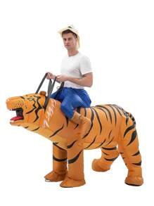 Tiger Riding Inflatable Costume Funny Cosplay Dress-Up Prop