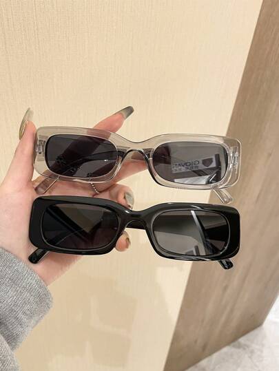 2pcs Y2k Style Square Frame Cute Unisex Fashion Glasses For Daily Wear Beach Accessories For Women Glasses Shades For Summer Beach Vacation,Outdoor,Travel