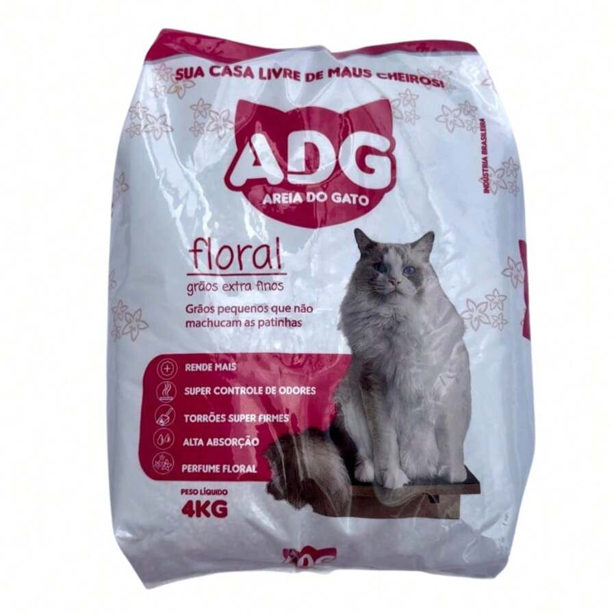 Areia Sanitária Para Gatos 4kg Areia Para Gato Perfumada Floral - Bege - Visão 1