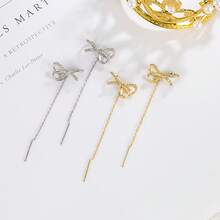 1 đôi Đúng mốt Quá quắt Bowknot Hoa tai Như Của phụ nữ Phụ kiện - Bạc - Xem 1