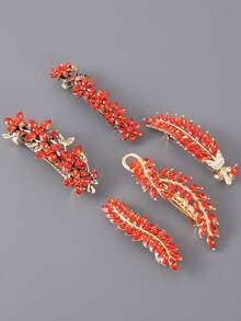 Kẹp tóc lò xo kim loại có hoa văn bằng đá cẩm thạch nhiều màu Royal 1pc cho nữ - Nhiều màu - Xem 4