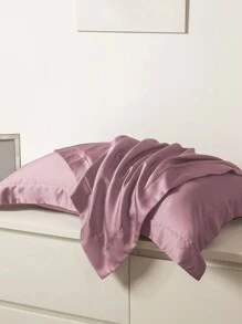 1pc Satin Solid Color Pillowcase, Envelope Closure Soft Pillow Cover For Bedroom, Bedding