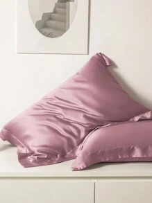 1pc Satin Solid Color Pillowcase, Envelope Closure Soft Pillow Cover For Bedroom, Bedding