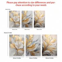 一套 3 张帆布印刷海报，奢华的金色和白色叶子现代艺术，门厅、走廊、卧室、客厅沙发背景的墙壁装饰，装饰性墙壁画，海报（无框架），完美的理想礼物，家居装饰，PVC 管包装