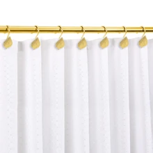 12 piezas de ganchos decorativos con forma de hoja dorada para cortina de ducha, accesorios de baño/cocina resistentes al óxido para decoración del baño - Dorado - Ver 3