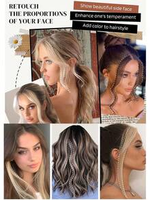 Long Side Air Bangs Natural Wavy Clip In Bangs Front Side Bangs For Women Daily Use 2 PCS Set Long Front Side Bangs - Gold - View 5