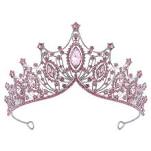 1 件时尚水晶生日派对头饰，适合女士、女孩、婚礼女王皇冠皇家万圣节 - 彩色 - 查看 5