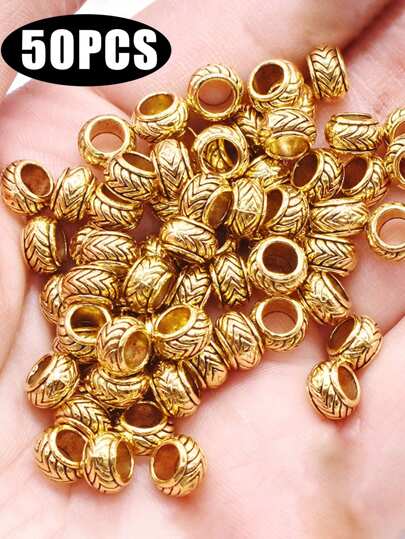 50入組古董黃金復古合金波浪間隔珠,佛珠素光間隔松散珠diy項鍊手鍊珠寶製作項鍊吊墜配件,適用於diy手鍊、項鍊、耳環、髮辮裝飾