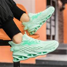 男士輕量透氣網面運動鞋,夏季運動吸收運動鞋 - 綠色 - 查看 8