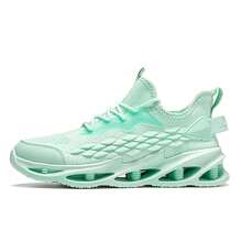 男士輕量透氣網面運動鞋,夏季運動吸收運動鞋 - 綠色 - 查看 2