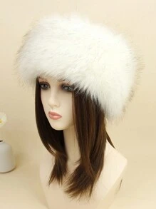 1Pc Mũ Cossack Nga mềm mại mùa đông cho nữ Mũ mùa đông Băng đô lông giữ ấm tai cho nữ - màu nâu - Xem 5