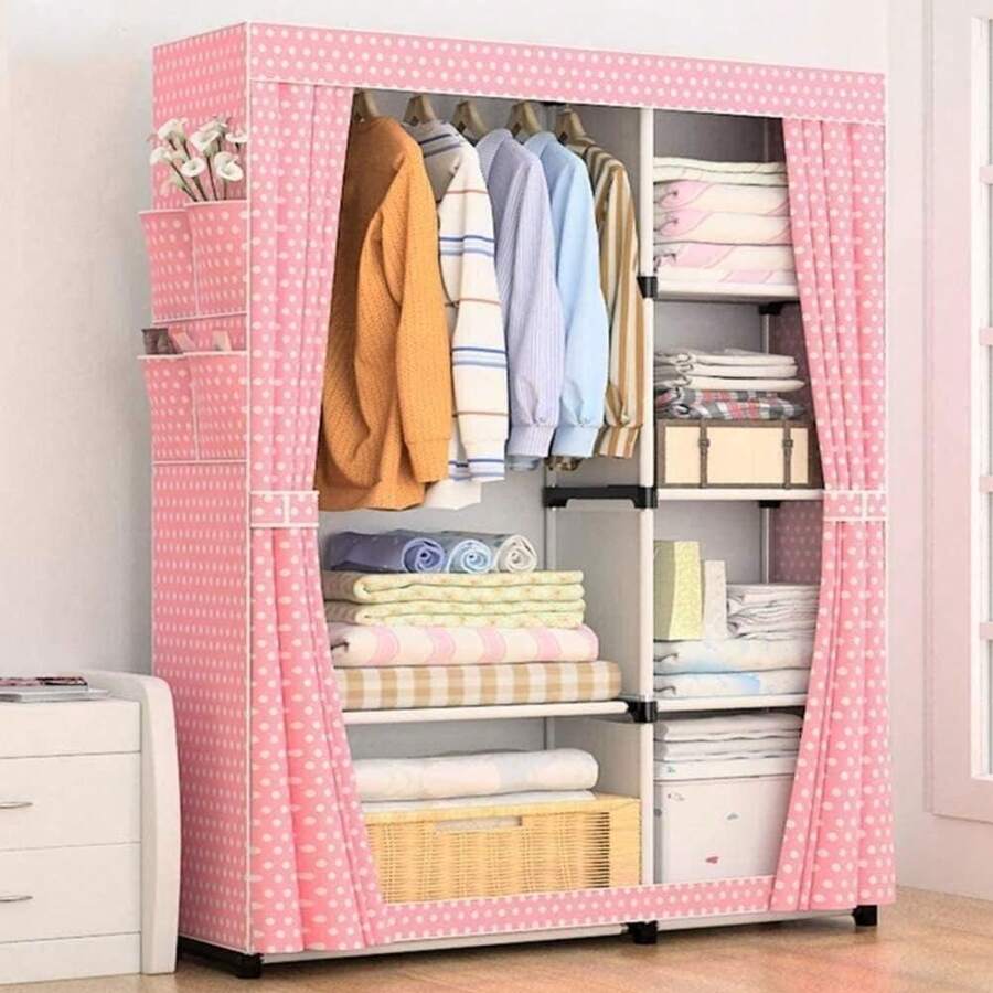 Closet Armable Ropero Pequeño Organizador Para Ropa Portatil FHM_CR-02DP - Rosa - Ver 1