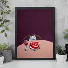 1 Piece Frameless Cat & Wine Poster, Wall Art, Wall Decor, Canvas Print, Oil Painting Poster, Modern Minimalist Style Print, Suitable For Living Room, Bedroom, Bathroom Decor, Ideal Gift, Frame Not Included - Multicolor - View 4