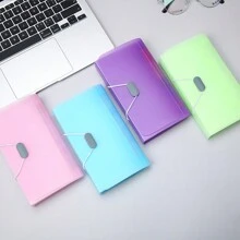 1 pieza Carpeta de 13 rejillas de colores caramelo en tamaño A6, billetera acordeón mini, suministros de oficina, organizador de documentos, portador de recibos, de vuelta a la escuela, útiles escolares