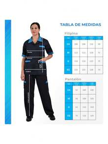 Juego de Filipina De Limpieza Con Pantalón Mod 1803 - Azul marino Con Gris - Ver 2