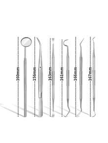 6 cái/bộ Răng Dụng cụ vệ sinh Bộ dụng cụ , Màu bạc , Bao gồm Sa tanh & Tấm ván Làm sạch Gương , Răng Để loại bỏ - Bạc - Xem 3