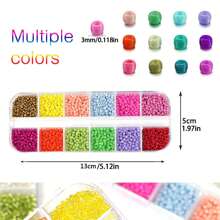 840 Piezas Kit De Cuentas Pequeñas De Vidrio Transparente De Semilla 8/0 De 3 Mm, Cuentas Para Hacer Pulseras De La Serie De Colores Aleatorios Con Caja De Almacenamiento De Plástico De 12 Rejillas Para Hacer Joyas De Pulseras Y Collares