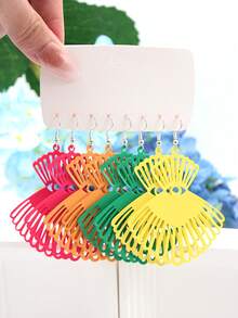 4對金屬多色吊墜耳環,適合作為女士生日禮物或派對配件 - 彩色 - 查看 8