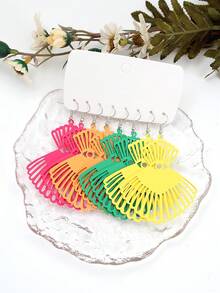 4對金屬多色吊墜耳環,適合作為女士生日禮物或派對配件 - 彩色 - 查看 10